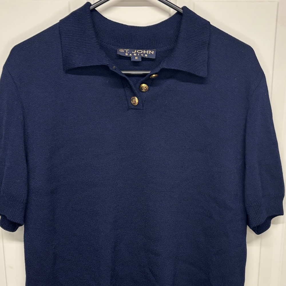 St John knit navy blue polo